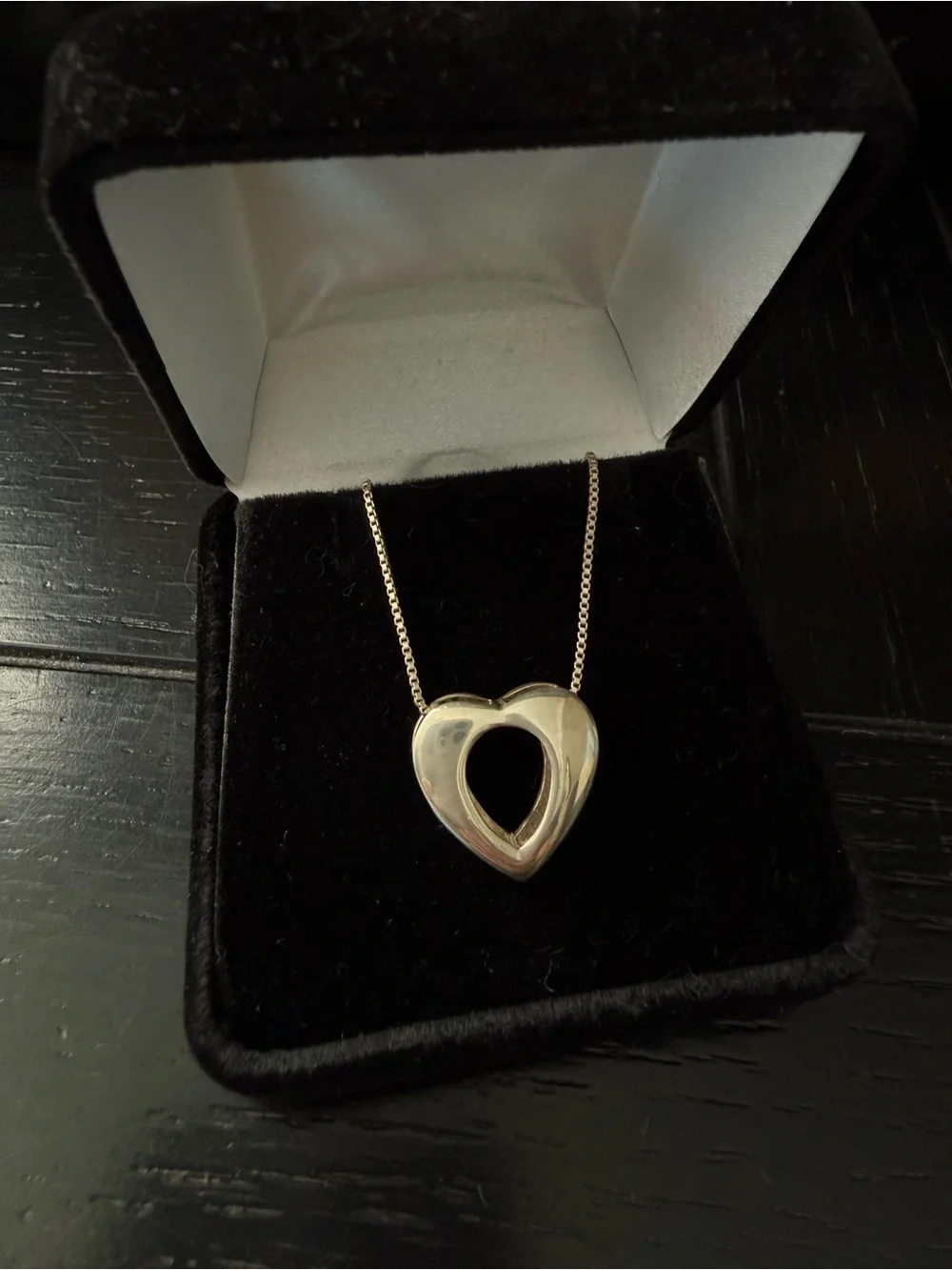 Vintage Sterling Silver Marcasite Heart Side Pendant SS Necklace